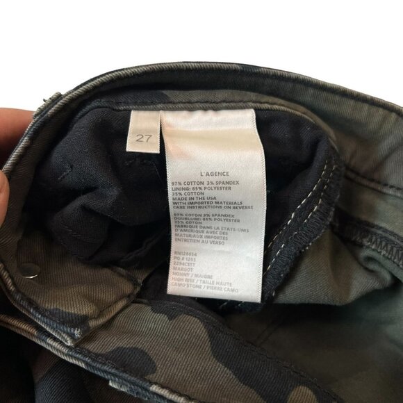 L'Agence Margot Green Camo Stone Gold Stripe Skinny Jeans Size 27 High Rise - Picture 5 of 8